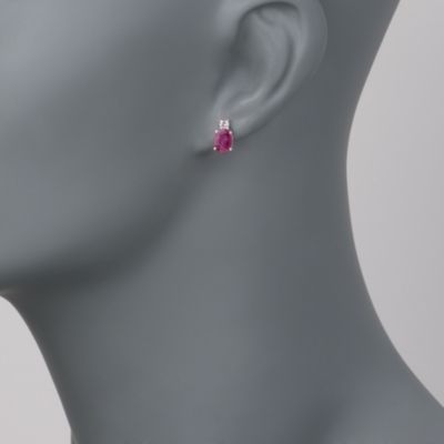 2.00 ct. t.w. Ruby Stud Earrings With Diamonds in 14kt White Gold &mdash; Alt Image 2