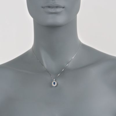 .60 Carat Sapphire and .25 ct. t.w. Diamond Pendant Necklace in 14kt White Gold. 16" &mdash; Alt Image 2