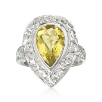 4.20 Carat Lime Quartz Ring in Sterling Silver &mdash; Alt Image 1