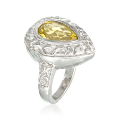4.20 Carat Lime Quartz Ring in Sterling Silver &mdash; Alt Image 3