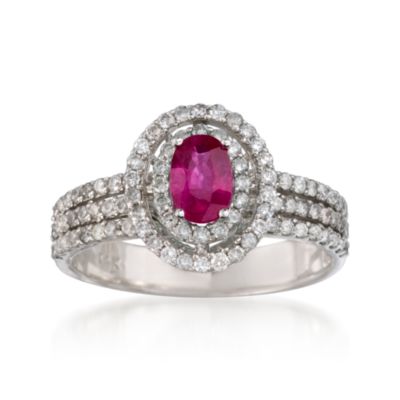 .60 Carat Ruby and .60 ct. t.w. Diamond Ring in 14kt White Gold. Size 8 &mdash; Alt Image 1
