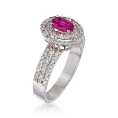 .60 Carat Ruby and .60 ct. t.w. Diamond Ring in 14kt White Gold. Size 8 &mdash; Alt Image 3
