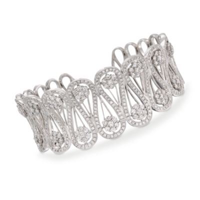 9.35 ct. t.w. Diamond Cuff Bracelet in 14kt White Gold. 7" &mdash; Alt Image 1