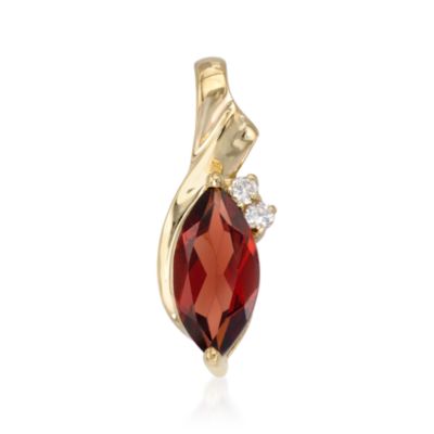 C. 1990 Vintage 1.00 Carat Garnet Pendant With CZs In 10kt Yellow  Gold &mdash; Alt Image 1