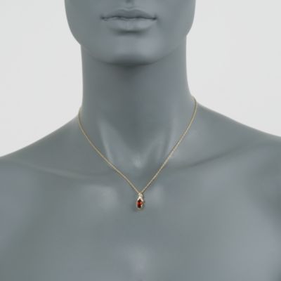 C. 1990 Vintage 1.00 Carat Garnet Pendant With CZs In 10kt Yellow  Gold &mdash; Alt Image 2