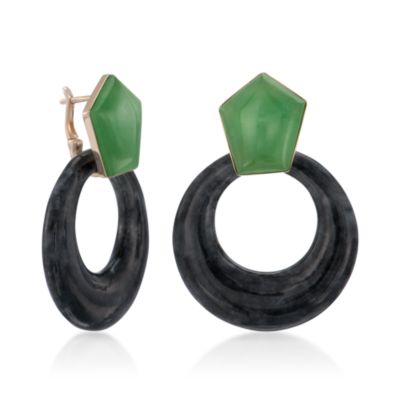 Jade Interchangeable Hoop Earring Set in 14kt Yellow Gold &mdash; Alt Image 3