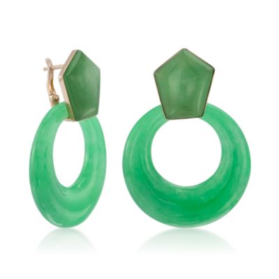 Jade Interchangeable Hoop Earring Set in 14kt Yellow Gold &mdash; Alt Image 4