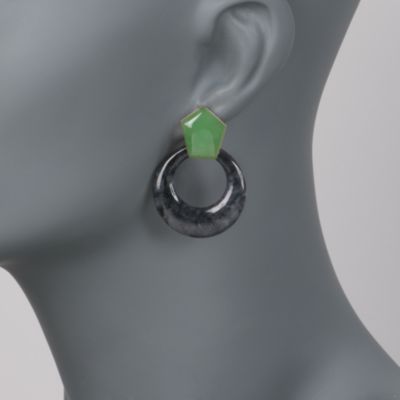 Jade Interchangeable Hoop Earring Set in 14kt Yellow Gold &mdash; Alt Image 2