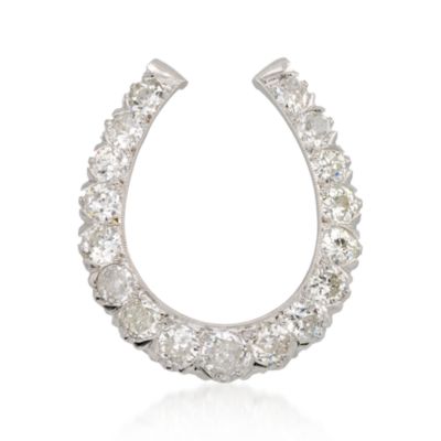 C. 1950 Vintage 2.90 ct. t.w. Diamond Horseshoe Pin In 14kt White Gold &mdash; Alt Image 1