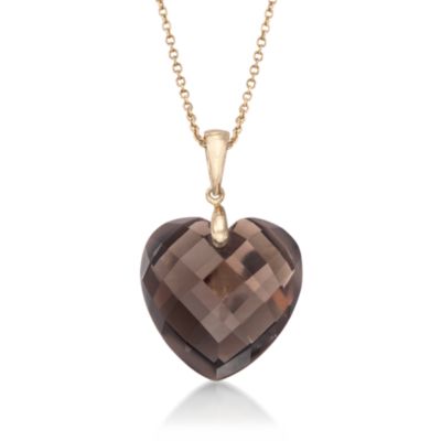 17.00 Carat Smoky Quartz Heart-Shaped Drop Necklace In 14kt Yellow Gold &mdash; Alt Image 1