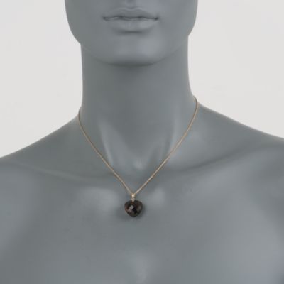17.00 Carat Smoky Quartz Heart-Shaped Drop Necklace In 14kt Yellow Gold &mdash; Alt Image 2
