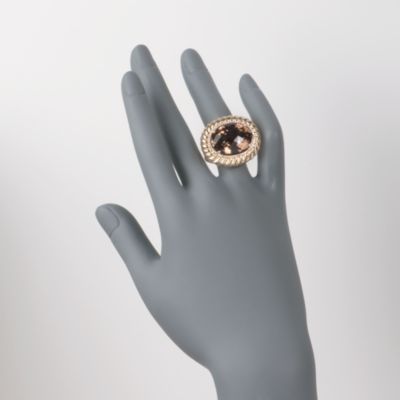 16.00 Carat Smoky Quartz and .22 ct. t.w. Diamond Ring in 14kt Yellow Gold &mdash; Alt Image 2