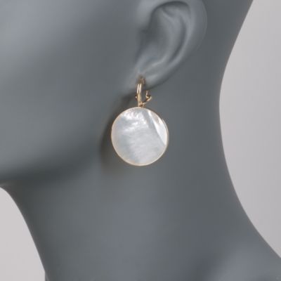 Mother-Of-Pearl Disc Earrings in 14kt Yellow Gold &mdash; Alt Image 2
