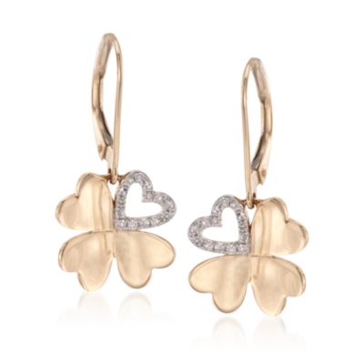 .12 ct. t.w. Diamond Clover Earrings In 14kt Yellow Gold &mdash; Alt Image 1