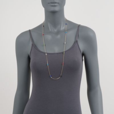 Long Glass Evil Eye Necklace in 14kt Yellow Gold &mdash; Alt Image 3