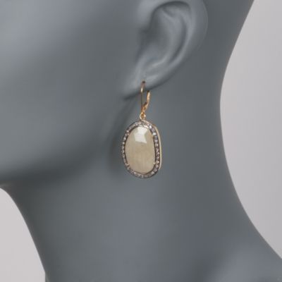 25.00 ct. t.w. Yellow Sapphire Slice Earrings With .83 ct. t.w. Diamond Earrings in Two-Tone &mdash; Alt Image 2