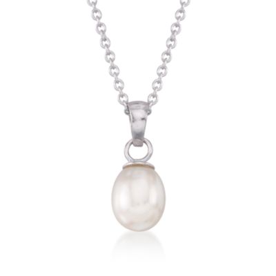 6-7mm Cultured Pearl Necklace and Earrings Set in Sterling Silver. 18" &mdash; Alt Image 4