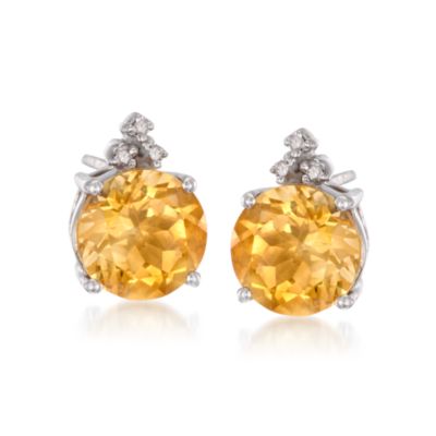 3.60 ct. t.w. Citrine and .10 ct. t.w. Diamond Earrings in Sterling Silver &mdash; Alt Image 1