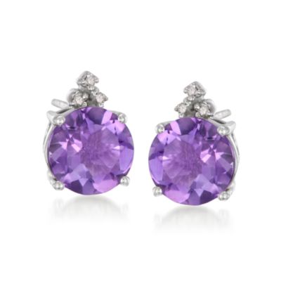 3.60 ct. t.w. Purple Amethyst and .10 ct. t.w. Diamond Earrings in Sterling Silver &mdash; Alt Image 1