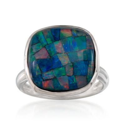 Mosaic Triplet Opal Ring in Sterling Silver &mdash; Alt Image 1