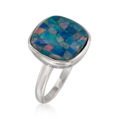 Mosaic Triplet Opal Ring in Sterling Silver &mdash; Alt Image 3