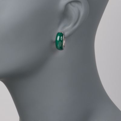 Green Malachite Hoop Earrings in Sterling Silver &mdash; Alt Image 2