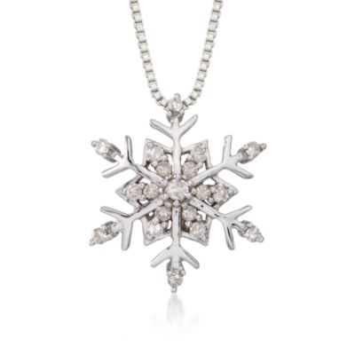 .15 ct. t.w. Diamond Snowflake Pendant Necklace in Sterling Silver. 18" &mdash; Alt Image 1