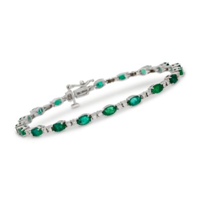 3.95 ct. t.w. Emerald and .70 ct. t.w. Diamond Bracelet in 14kt White Gold. 7" &mdash; Alt Image 1
