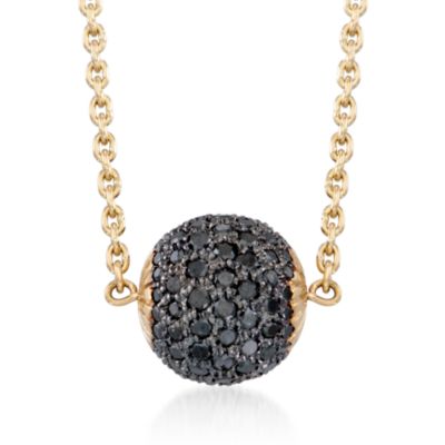 1.55 ct. t.w. Black Diamond Ball Pendant Necklace in 18kt Yellow Gold. 20" &mdash; Alt Image 1