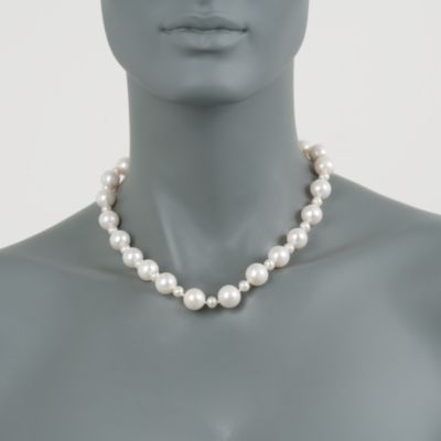 Pearl Station Necklace in 14kt Yellow Gold &mdash; Alt Image 2