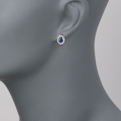 2.00 ct. t.w. Sapphire and .40 ct. t.w. Diamond Hoop Earrings in 14kt White Gold &mdash; Alt Image 2