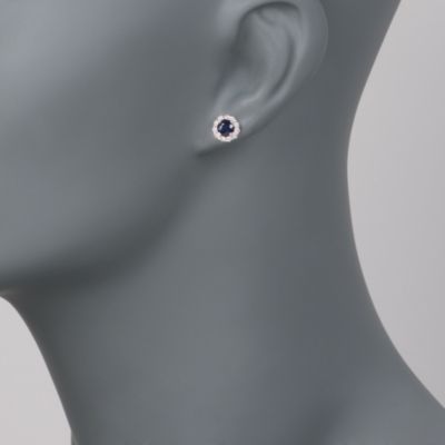 1.25 ct. t.w. Sapphire and .40 ct. t.w. Diamond Earrings in Sterling Silver &mdash; Alt Image 2