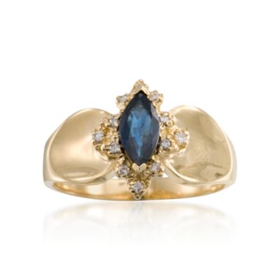 C. 1980 Vintage .65 Carat Sapphire Ring With Diamonds in 14kt Yellow Gold. Size 6 &mdash; Alt Image 1