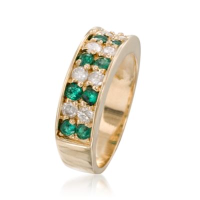 C. 1980 Vintage .65 ct. t.w. Emerald and .50 ct. t.w. Diamond Ring In 14kt Yellow Gold. Size 6 &mdash; Alt Image 3
