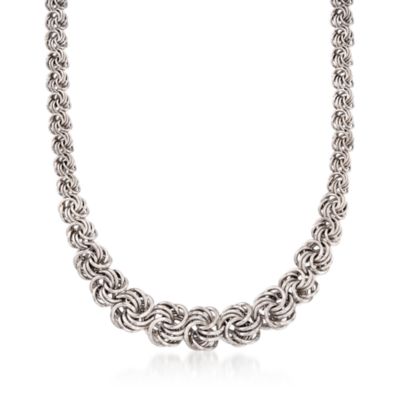 Italian Sterling Silver Graduated Rosette-Link Necklace &mdash; Alt Image 1