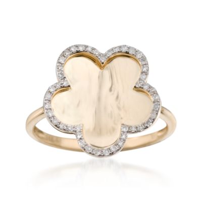 .15 ct. t.w. Diamond Clover Ring in 14kt Yellow Gold. Size 7 &mdash; Alt Image 1