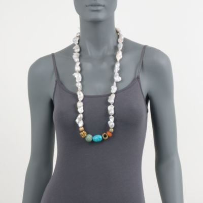 Baroque Pearl Multicolored Necklace. 34" &mdash; Alt Image 2