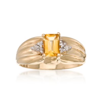 C. 1980 Vintage .50 Carat Citrine Ring With Diamonds in 10kt Yellow Gold. Size 6 &mdash; Alt Image 1