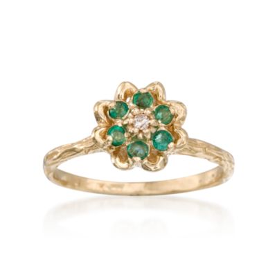C.1980 Vintage .20 ct. t.w. Emerald Ring With Diamonds In 10kt Yellow Gold. Size 5.5 &mdash; Alt Image 1