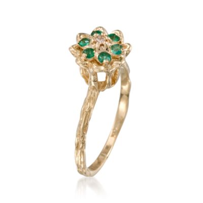 C.1980 Vintage .20 ct. t.w. Emerald Ring With Diamonds In 10kt Yellow Gold. Size 5.5 &mdash; Alt Image 3