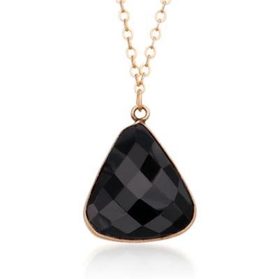 Black Spinel Drop Necklace in 14kt Yellow Gold and 18kt Over Sterling &mdash; Alt Image 1