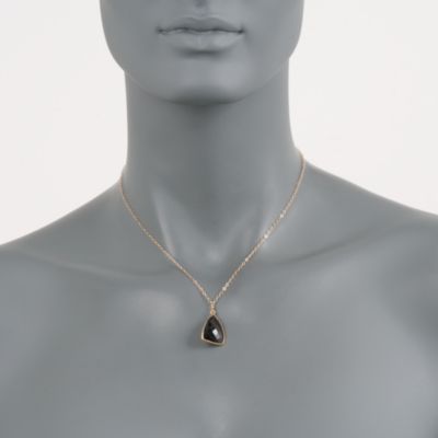 Black Spinel Drop Necklace in 14kt Yellow Gold and 18kt Over Sterling &mdash; Alt Image 2