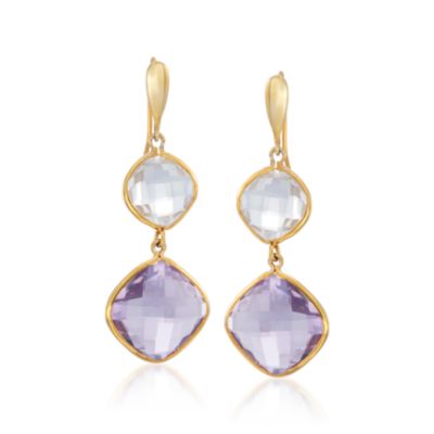 24.00 ct. t.w. Rock Crystal and Amethyst Drop Earrings In Vermeil &mdash; Alt Image 1