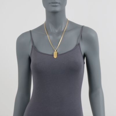 C. 1990 Vintage 18kt Yellow Gold Hieroglyphs Pendant Necklace. 21.5" &mdash; Alt Image 2