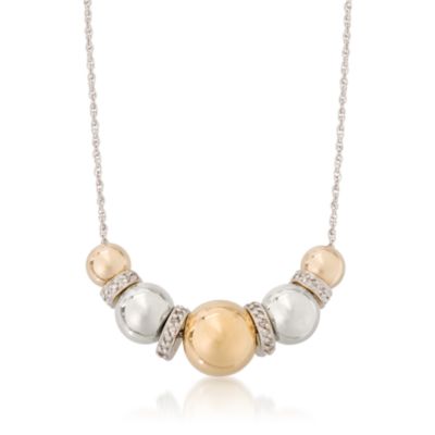 Sterling Silver and 14kt Gold Bead Necklace With .35 ct. t.w. Diamonds &mdash; Alt Image 1
