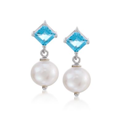 5-Pair Set of 7.80 ct. t.w. Multi-Gem and Pearl Drop Earrings in Sterling Silver &mdash; Alt Image 3