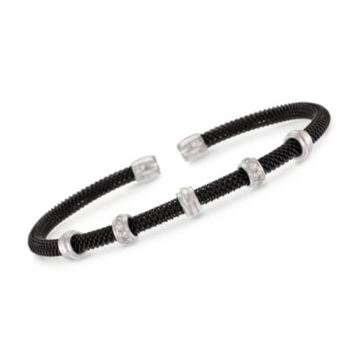 .17 ct. t.w. CZ Italian Cuff Bracelet in Stainless and Sterling &mdash; Alt Image 1