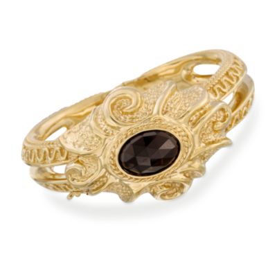 C. 1990 Vintage 14.00 Carat Garnet Bangle Bracelet In 14kt Yellow Gold. 6.5" &mdash; Alt Image 1