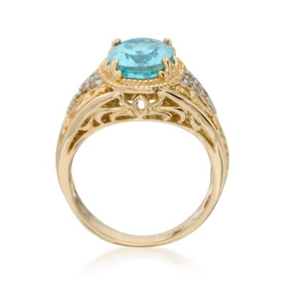 2.80 Carat Blue Apatite and .10 ct. t.w. Diamond Ring in 14kt Yellow Gold &mdash; Alt Image 4