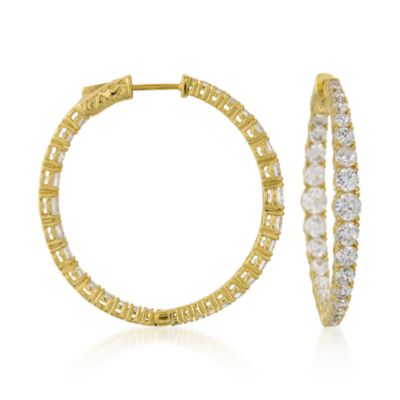 5.80 ct. t.w. CZ Hoop Earrings in 14kt Gold Over Sterling Silver &mdash; Alt Image 1